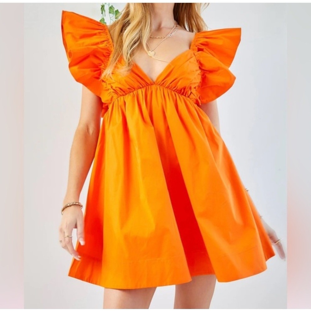 Day+Moon Dress Womens Medium Ruffle Detail Tie Back Poplin Off Shoulder NWT.B124